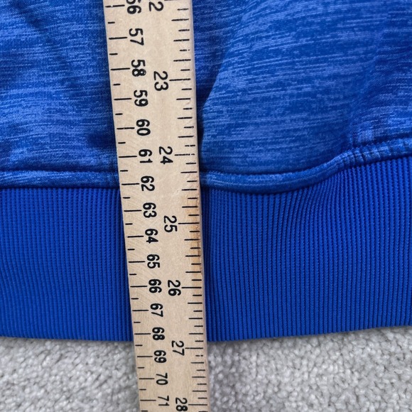 Under Armour Hoodie Mens Medium Blue Heathered Fleece Cold Gear Sweatshirt - Picture 11 of 12